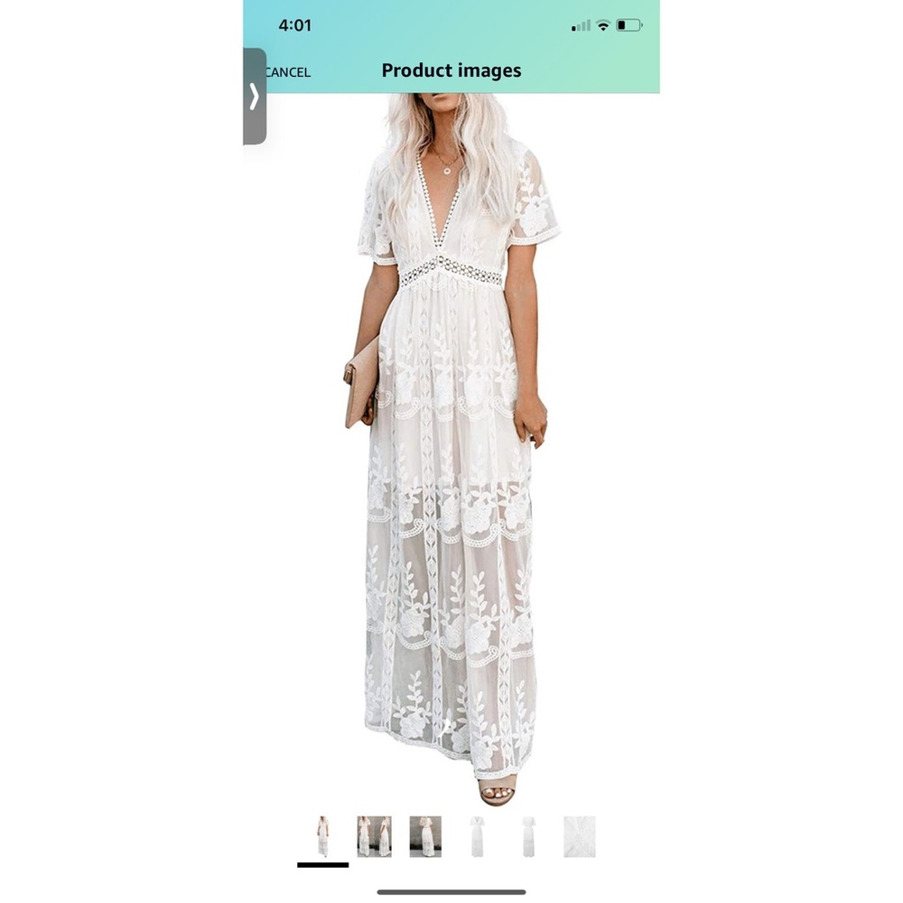 White maxi dress lace detail size Large